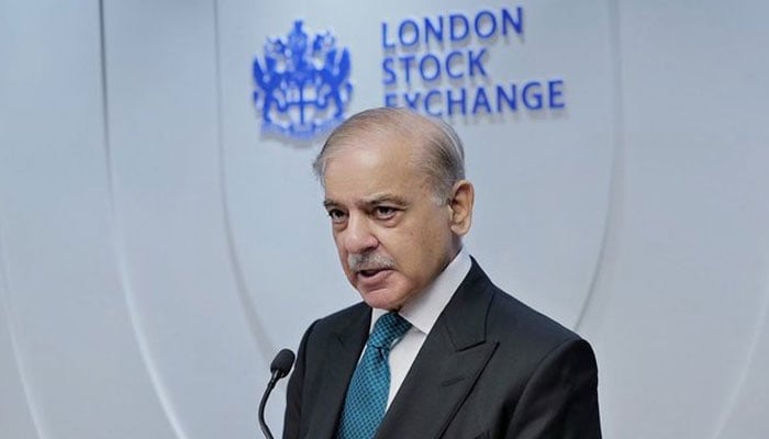 Prime Minister Shehbaz Sharif speaks at the London Stock Exchange (LSE) on September 29, 2026. — @mosharrafzaidi