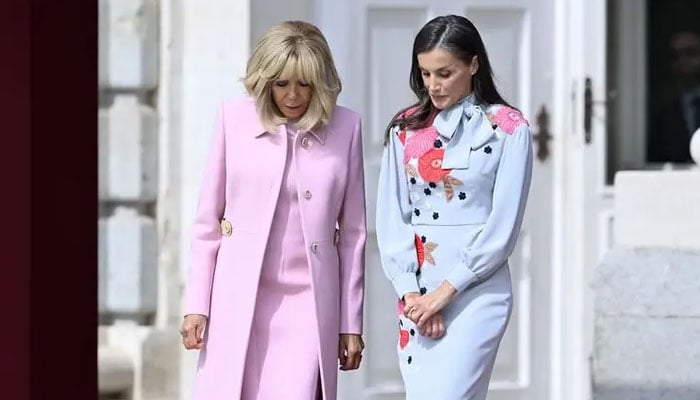 Queen Letizia brings floral glamour to grand welcome for Macron in Spain