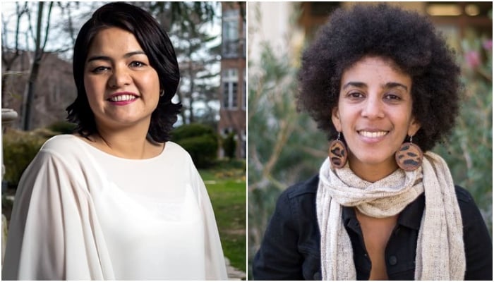 A collage of Pakistani human rights lawyer Jalila Haider (left) and US artificial intelligence researcher Timnit Gebru. — AWIU/X/@timnitGebru