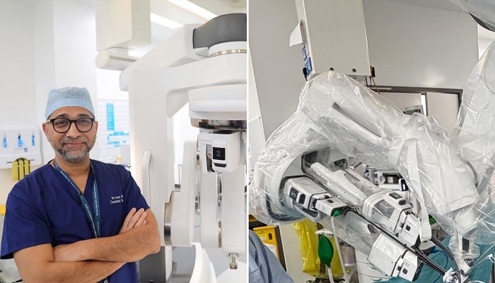 British-Pakistani consultant gynaecologist and robotic surgeon Dr Amer Raza and the da Vinci Surgical System. — Reporter