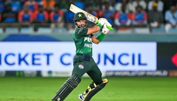 Pakistan’s opening batter Sahibzada Farhan in action against India during Asia Cup 2025 final at Dubai International Cricket Stadium, September 28, 2025. — PCB