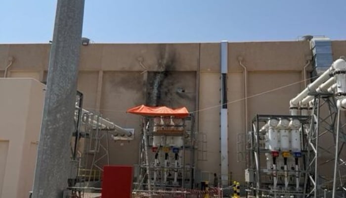Damage to the Taiba power distribution station, which Saudi authorities said was caused by a drone attack by the Houthis, in this handout photo taken on September 29, 2026, in Madina, Saudi Arabia, and released on October 1, 2026. — Reuters