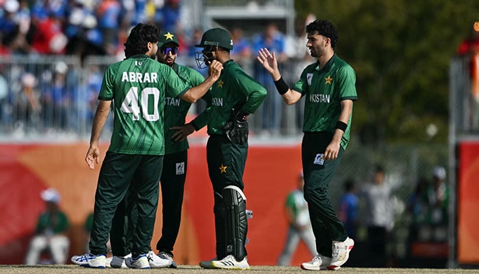 Pakistan players celebrate the dismissal of Indias Shreyas Iyer during the mens cricket final match between Pakistan and India during the 2026 Asian Games at the Korogi Athletic Park in Nisshin on October 3, 2026. — AFP