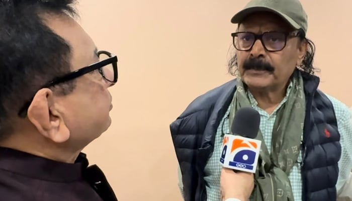 Federal Minister and Chairman of the Parliamentary Committee on Kashmir Rana Muhammad Qasim Noon speaks to Geo News during his visit to Dallas, Texas. — Geo News