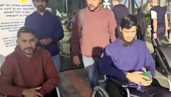 Pakistani crew members rescued from hijacked MT Honour 25 are seen at an airport before departing Addis Ababa for Karachi on October 4, 2026. — Screengrab via X/@ForeignOfficePk