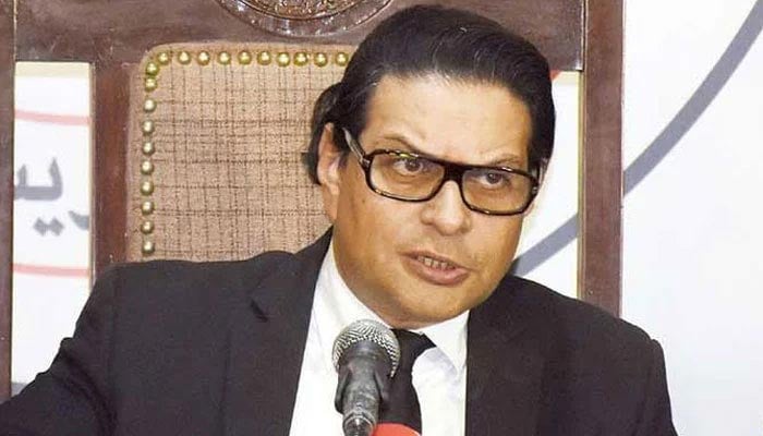 PTI Secretary General Salman Akram Raja addresses a press conference in Lahore on October 31, 2024. — Screengrab via YouTube@GeoNews