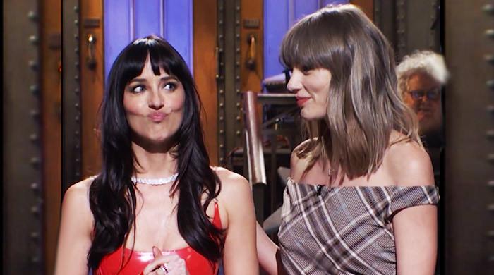 Taylor Swift makes surprise appearance during Dakota Johnson's SNL monologue