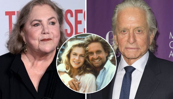 Kathleen Turner reacts as Michael Douglas exposes their affair after 40 years