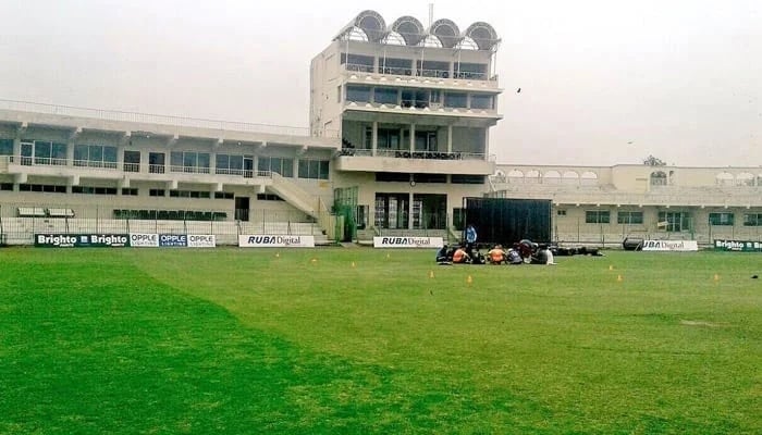 A pre-renovation picture of Arbab Niaz Stadium. —X@JAfridi10/File