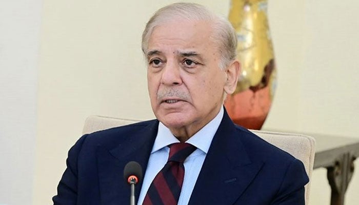 Prime Minister Shehbaz Sharif gestures during a meeting. — APP/File
