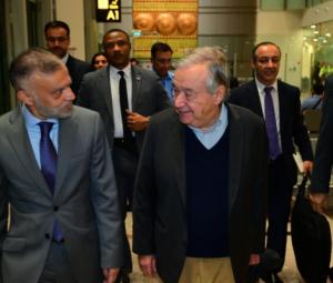 UN Chief Antonio Guterres arrives in Islamabad at DPM Ishaq Dar's invitation