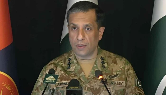 Inter-Services Public Relations (ISPR) Director General Lt Gen Ahmed Sharif Chaudhry addresses a press conference. — ISPR/File