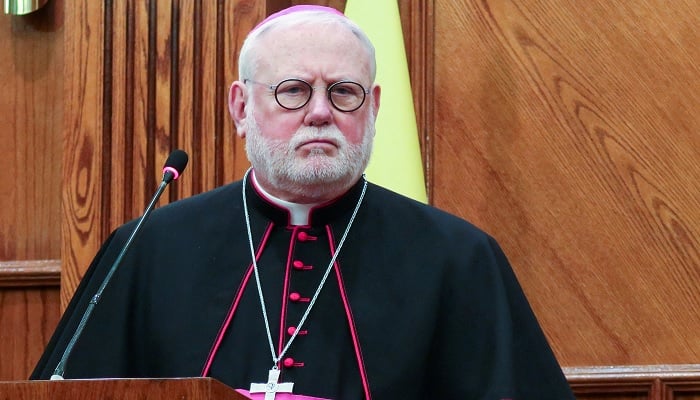 Archbishop Paul Richard Gallagher, the Vatican Secretary for Relations with States, attends a joint press conference with Jordans Foreign Minister Ayman Safadi in Amman, Jordan March 11, 2024.— Reuters