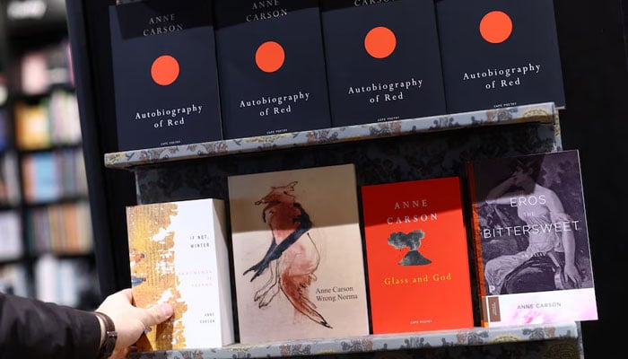 Copies of books by Anne Carson, winner of the 2026 Nobel Prize for Literature, are displayed at Waterstones bookshop in London, Britain, October 8, 2026. — Reuters