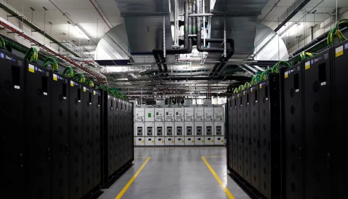 Battery banks installed at the Merlin Edged Data Centre Bilbao-Arasur, in Rivabellosa, Spain, June 23, 2026. — Reuters