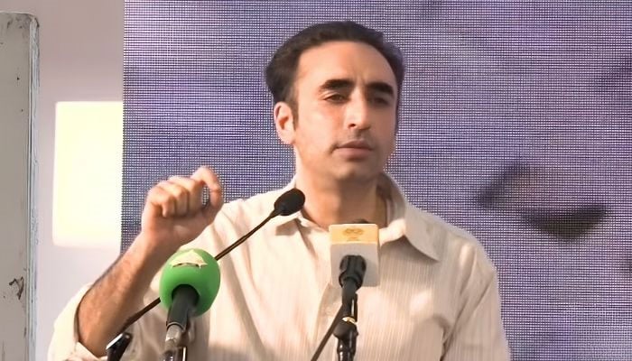 Pakistan Peoples Party Chairman Bilawal Bhutto-Zardari addresses an event in Karachi on October 9, 2026. — YouTube/Geo News/screengrab