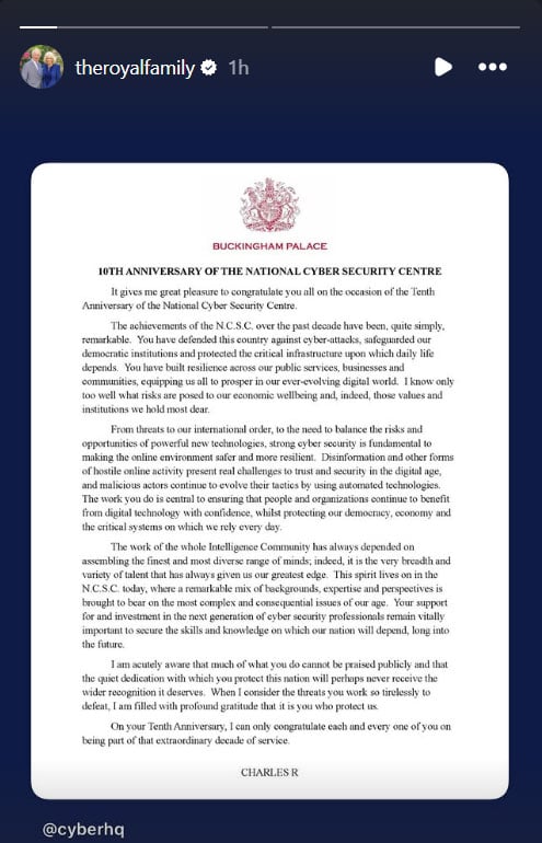 King Charles issues letter about security of those ‘we hold most dear