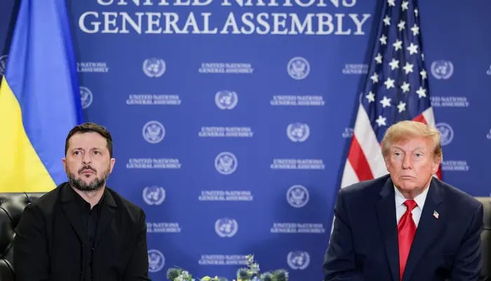 US President Donald Trump meets with Ukraines President Volodymyr Zelenskiy during the 81st United Nations General Assembly (UNGA) in New York City, US, September 22, 2026.