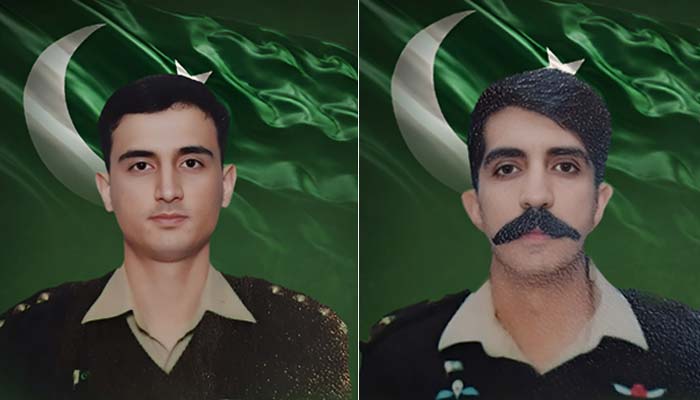 This collage shows martyred Pakistan Army Aviation pilots Capt Abdul Samad (left) and Major Husnain Shehzad Humayun. — ISPR