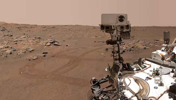 Nasa’s Perseverance Mars rover is seen in a selfie that it took over a rock nicknamed Rochette, September 10, 2021. — Reuters/File