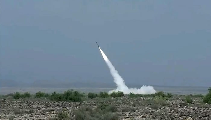 Pakistan Army conducts a test launch of the extended-range version of the Fatah-2 hypersonic ballistic missile. — ISPR