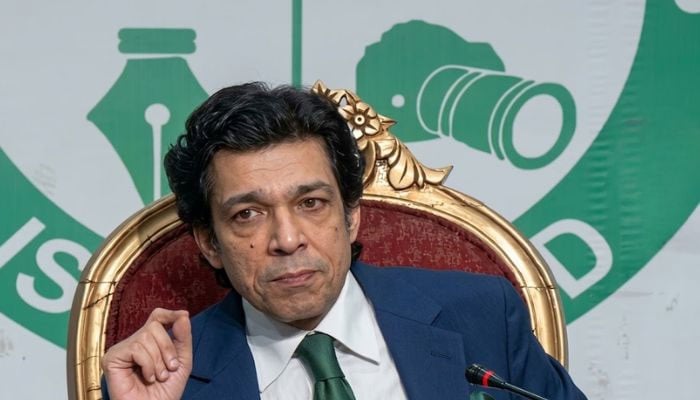 Senator Faisal Vawda addresses a press conference in Islamabad on October 16, 2026. — Geo News