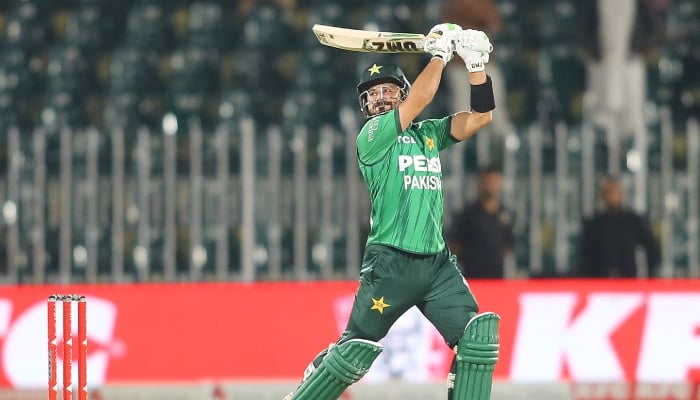 Pakistans Sahibzada Farhan plays a shot during third T20I against Sri Lanka at Rawalpindi Cricket Stadium on October 13, 2026. — PCB