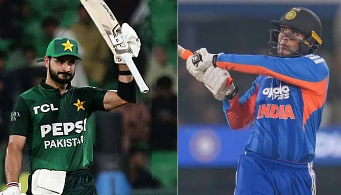 This collage shows Pakistans Sahibzada Farhan and Indian batter Abhishek Sharma. — PCB/AFP