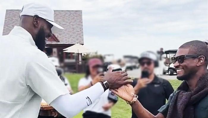 Usher gets birthday surprise from LeBron James on golf course