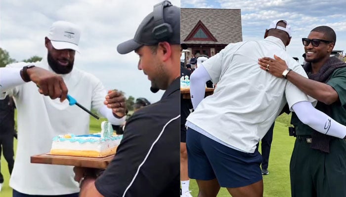 Usher gets birthday surprise from LeBron James on golf course