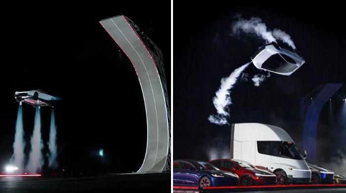 Elon Musk unveils Tesla Roadster that can fly, flip mid-air, hit 60 MPH in under one second