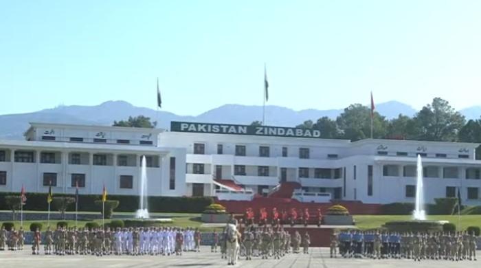 Passing out parade gets underway at Pakistan Military Academy in Kakul
