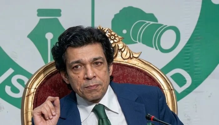 Senator Faisal Vawda addresses a press conference in Islamabad on October 13, 2026. — Geo News