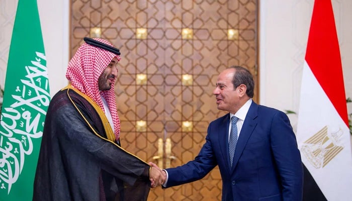 Egyptian President Abdel Fattah al-Sisi meets Saudi Crown Prince Mohammed bin Salman in Cairo, Egypt, September 15, 2026.— Reuters