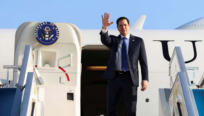 US Secretary of State Marco Rubio waves as he departs Israel for Saudi Arabia, at Ben Gurion Airport in Tel Aviv, Israel, February 17, 2025. — Reuters