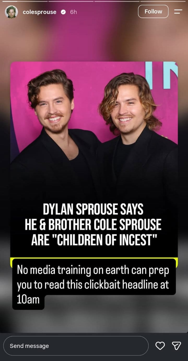 Cole Sprouse reacts to Dylan Sprouses ‘children of incest comment