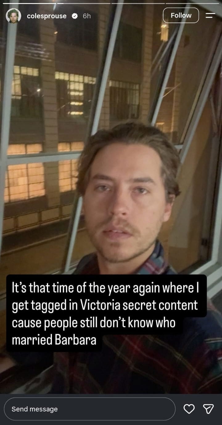 Cole Sprouse makes humorous complaint as Dylan, Barbara attract headlines