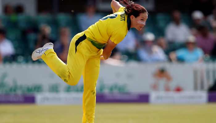 Australias Megan Schutt in action against England during womens Ashes second one-day match. — Reuters/File
