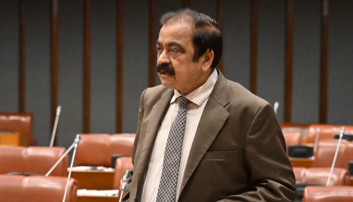 Prime Minister’s Adviser Rana Sanaullah speaks during the Senate session in Islamabad, on October 20, 2026. — Facebook@Pakistansenate