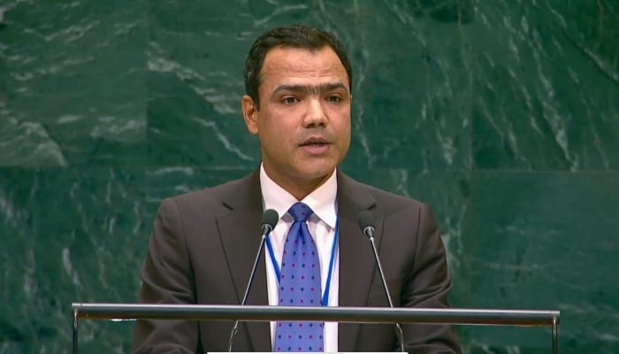 Political coordinator in the Pakistan mission to the UN, Gul Qaiser Sarwani, speaks during a UNGA session, New York, US, October 27, 2026. — X/@PakistanUN_NY