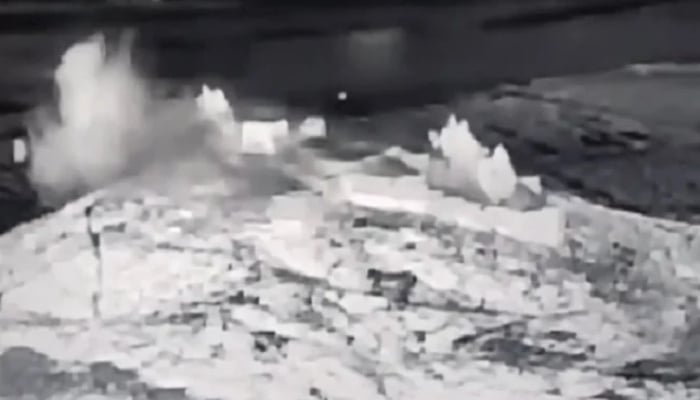 Smoke rises from the ruins of Afghan posts following Pakistani military strikes in retaliation for a cross-border attack. — Screengrab via YouTube/Geo News