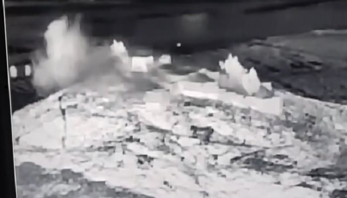 Smoke rises from the ruins of Afghan posts following Pakistani military strikes in retaliation for a cross-border attack. — Screengrab via YouTube/Geo News