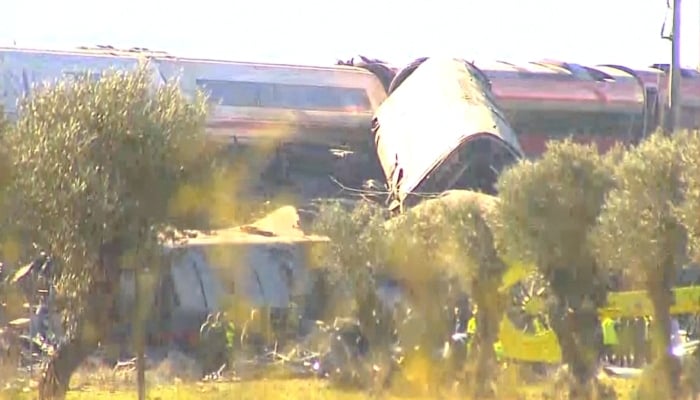 Emergency services work at the crash site after two high-speed trains collided, in Urda, Spain October 28, 2026, in this screengrab taken from a video. — Reuters