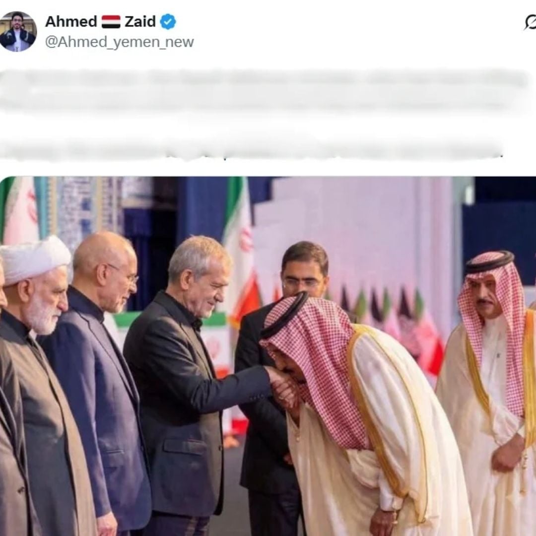 Fact-check: Altered image falsely shows Saudi minister kissing Iranian presidents hand at meet in Tehran