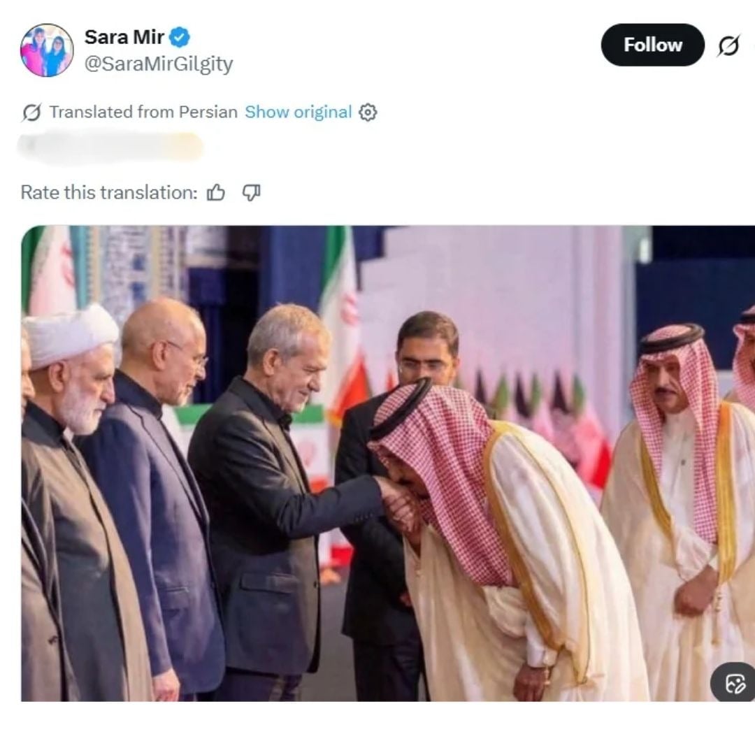 Fact-check: Altered image falsely shows Saudi minister kissing Iranian presidents hand at meet in Tehran