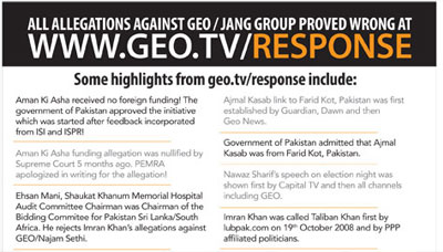All Allegations Against Geo / Jang Group Proved Wrong at www.geo.tv/response
